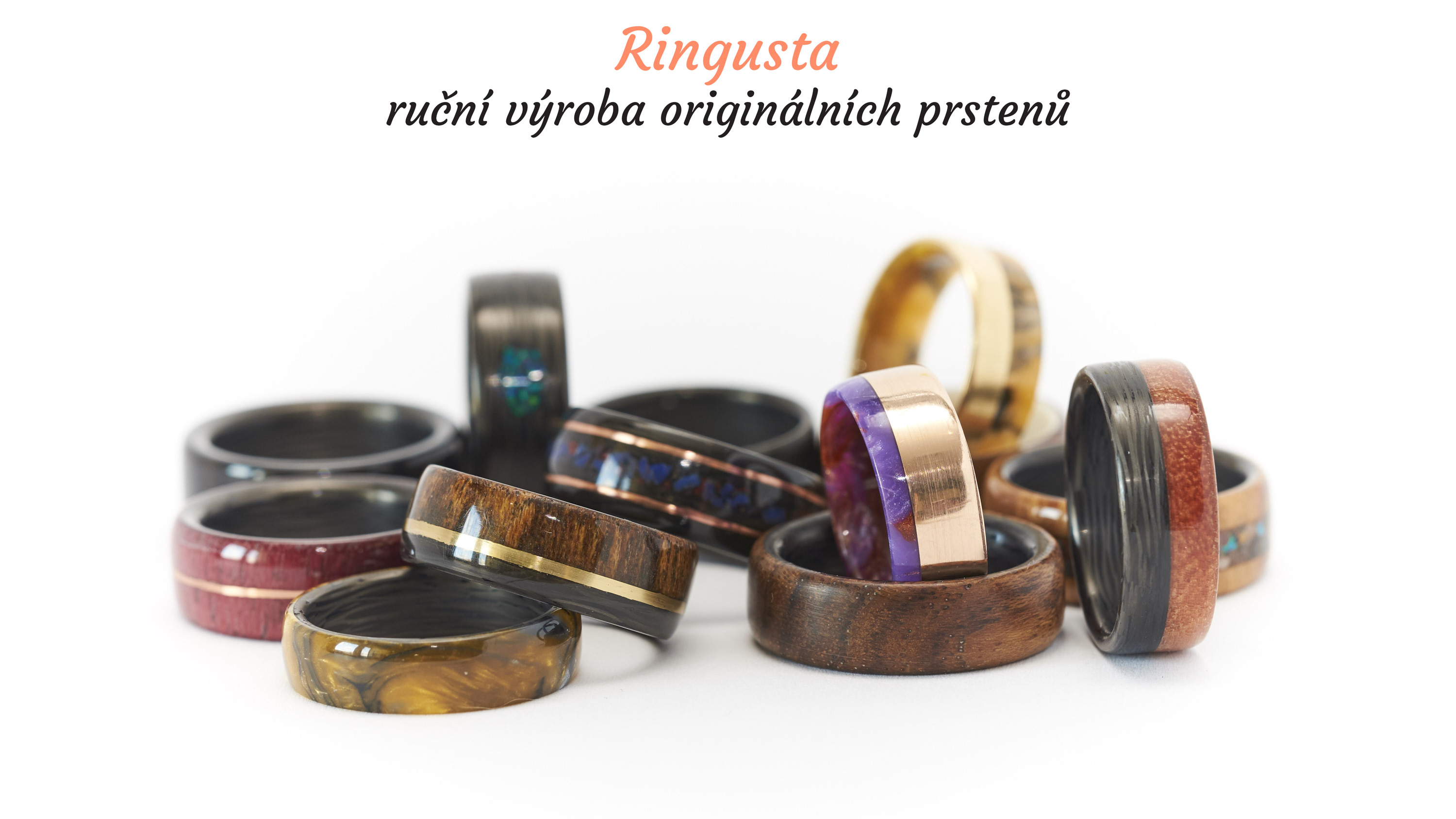 Ruční výroba originálních prstenů z karbonu, dřeva a dalších materiálů